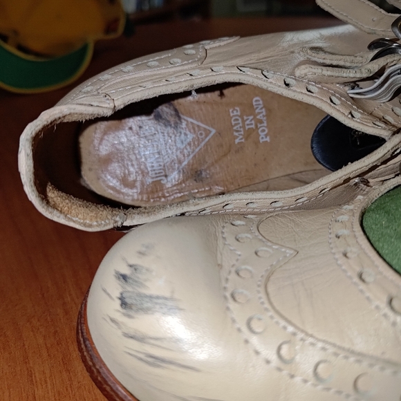 JOHN FLUEVOG Adrians : Alli 4-Buckle Mary Jane Brogue Wingtip Shoes US 7 Beige - Picture 13 of 16